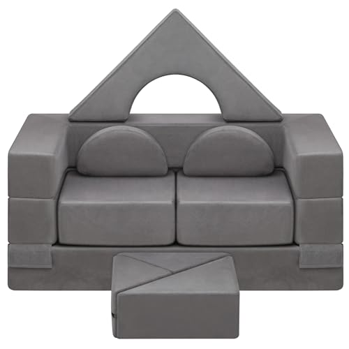 Kids Couch,Kids Sofa,Modular Kids Sofa for Toddler and Baby Playroom/Bedroom Furniture,Floor Sofa,Kids Modular Furniture,Foam Playset Couch Set,Combinations Modular Sofa (Gray)