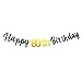 Glitter Happy 60th Birthday Banner - 60 Birthday Sign Banner - Cheers to 60 Years Birthday Party Bunting Decorations Black Pre-Assembled (Black)