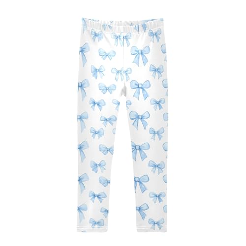 Wusikd Blue Bows Girls' Leggings Toddler Doodles Cute Kids Yoga Pants Dance Active Tights 4T