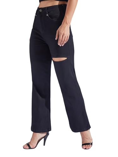 Image of Miss Chase Women's Wide-Leg High-Rise Regular-Length Stretchable Shaping Denim Jeans
