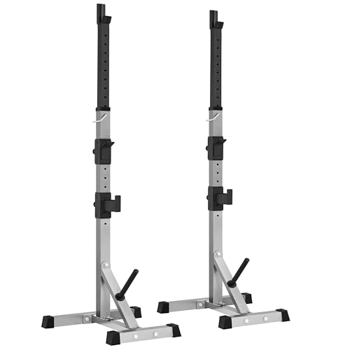 Adatto a spazi limitati: Questo rack per squat è composto da 2 rastrelliere indipendenti, ciascuna delle quali misura solamente 52 x 53 cm, offrendo un'esperienza di fitness completa in spazi ristretti e facilitando la custodia e la manutenzione