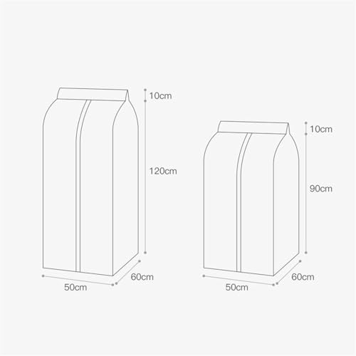 Garment Bags Dust Bag Dust Cover, Hanging Wardrobe Cover, Fully Closed Suit Set, Coat Down Jacket Hanging Bag Household Clothing dust Cover (Size : 50 * 60 * 120cm)2