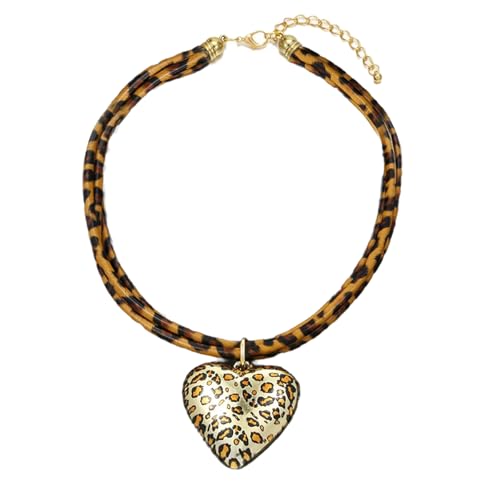 Collier double couche cœur et cordon léopard pour vos sorties citadines