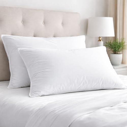 Image of Microfiber Pillow Set of 2 for Sleeping, 16 x 24 Inches, Soft & Comfortable Bed Pillows, White