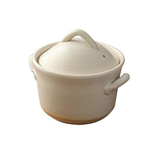 Japanese Donabe Cocer Rice Cooking Pot, 3 Go, 2200cc, White