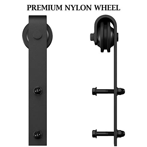 Genius Iron 10FT Double Barn Door Hardware, Classic Design Standard Track with Upgraded Nylon Bearings, for 30in Wide Sliding Door Panel, Easy Installation"Basic J"