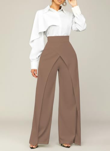 Image of GRECIILOOKS Trousers for Woman | Womens High Rise High Waist Flared Korean Style | Formal Pant for Women Office Wear| Track Pants for Womans Elegant for College & Events (Available in Plus Size)
