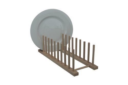 Wooden Kitchen Sink Dish Drainer Sturdy Wood Plate Cups Drying Stand Rack Long