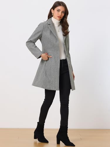 Image of Allegra K Womens Winter Elegant Pea Coat 2026 Single Breasted Long Overcoat | Notch Lapel Collar, Warm, Work Office Trench Coats,Outwear Outfit