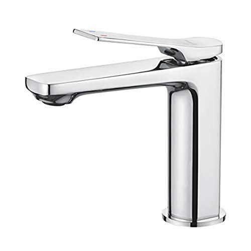 Ibergrif M11004 Praga, Grifo de Baño, Mezclador de Lavabo, Cromo, Plata