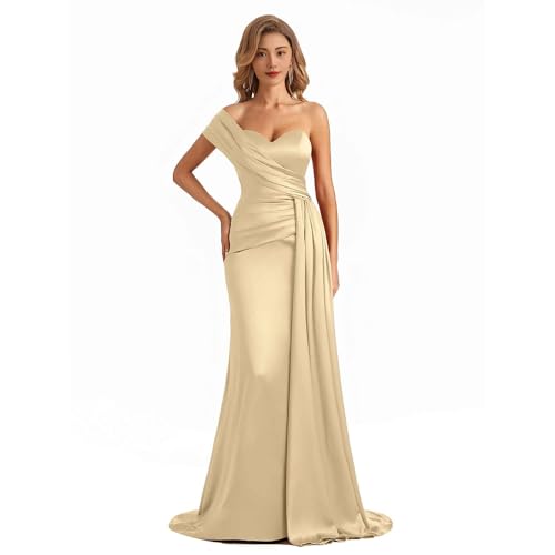 Satin Long Mermaid Bridesmaid Dresses Floor Length Backless Wedding Dress for Guest