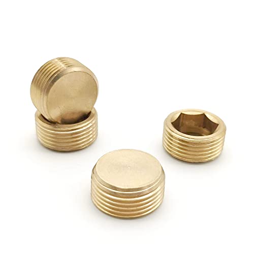 KtbeYTi 4 Pcs Male Thread Brass Internal Hex Head 3/4 inches Brass Internal Hex Pipe Plug Socket Pipe Plugs End Cap - Image 4