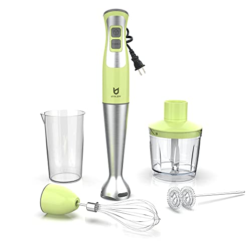 Immersion Hand Blender, UTALENT 5-in-1 8-Speed Stick Blender with 500ml Food Grinder, BPA-Free, 600ml Container,Milk Frother,Egg Whisk,Puree Infant Food, Smoothies, Sauces and Soups - Green image 2