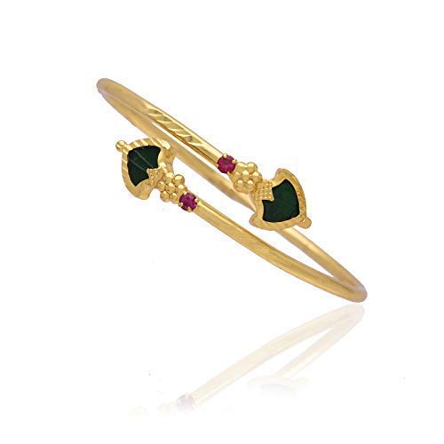 RFJ Traditional Green Palakka Open Adjustable Kada Bangle Bracelet Gold Plated with Small Ruby Stone Designer Model for Women & Girls (2.8) (B08LG2C8HB) Amazon Price History, Amazon Price Tracker