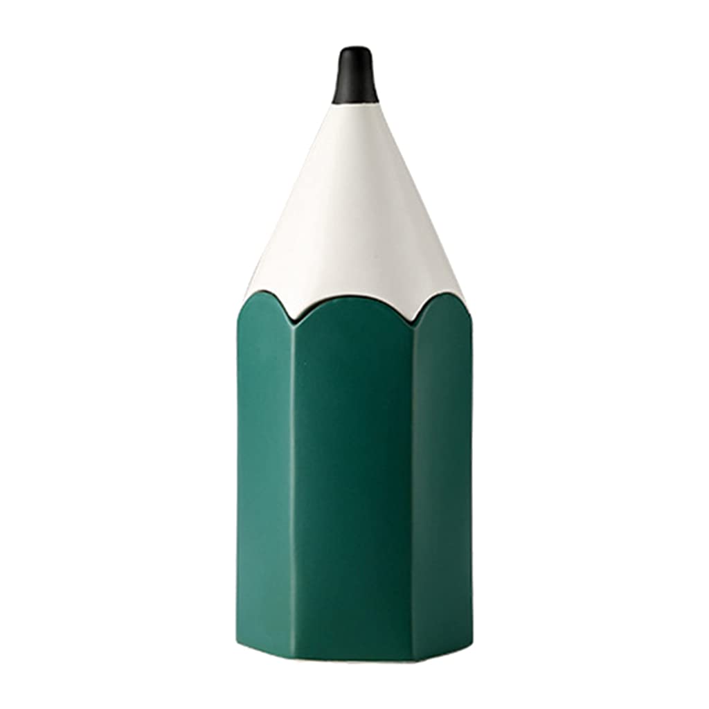 Joli pot à crayons en forme de crayon vert et gris en céramique pour plantes succulentes pour la maison, le bureau, la décoration, le bureau, l'organisation de boîtes de conservation avec couvercle
