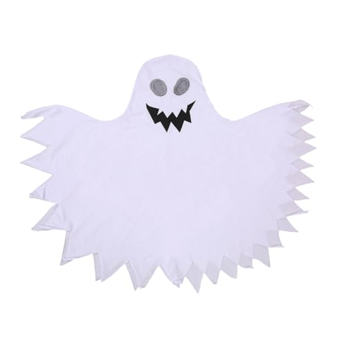 BABWWNIX Toddler Baby Boys Girls Halloween Costume Ghost Face Cloak Cape Party Cosplay Hooded Poncho Robe Role Play Outfits (B-White 4-6 Years)