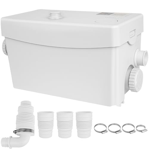 Hebeanlage 300W Schmutzwasserpumpe 6000L/h WC Lifting System Sewage Pump Zerkleinerungspumpe 8m Förderhöhe 3600U/min Eingebautes Rückschlagventil für Abwasserbehandlung Badewanne Küchenspüle