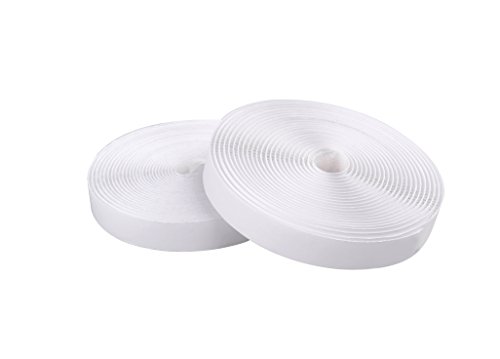 Hongxin LAttice Crochet et Boucle de Fixation Bande de adhésif autocollant, 1.6cm x 5m , 5 meter de long, (5m crochet & 5m boucle), 16 mm . de large, Blanc,White