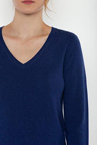 Image of JENNIE LIU Women's 100% Pure Cashmere Long Sleeve Pullover V Neck Sweater