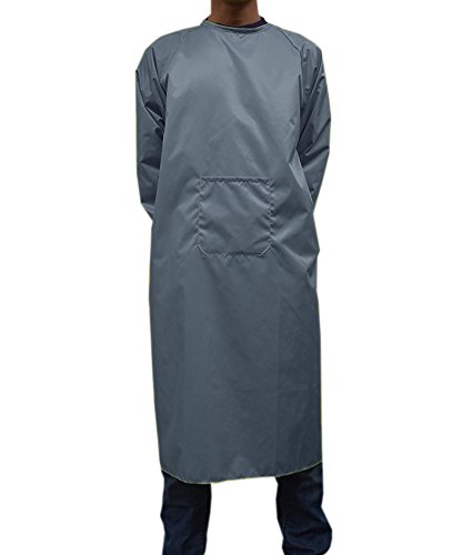 UE STORE Adults Long Sleeve Cooking Kitchen Apron Waterproof Butcher Artist Apron (Gray), M