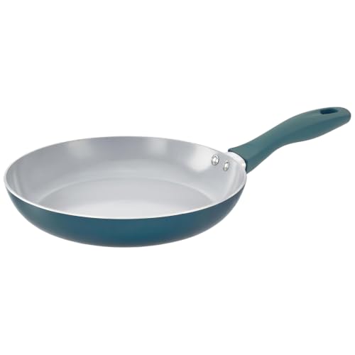 Image of Amazon Brand - Solimo Ceramic Frying Pan 24cm | Non-Stick Aluminium Tawa | Induction & Gas | BPA-Free & PFOA-Free | Ergonomic Handle | Even Heat Distribution | Dishwasher Safe | BIS Certified - Blue