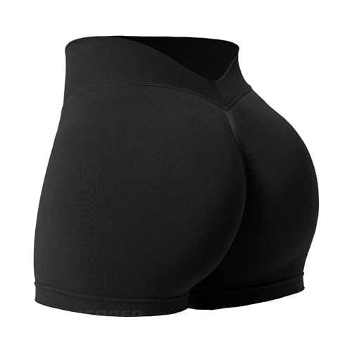 YEOREO Workout Scrunch Shorts Women V Back Gym Butt Lifting Liz High Waisted Seamless Shorts