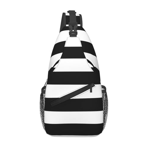 Stripes Black White Stylish Men'S Messenger Bag - Durable Polyester, Huge Capacity & Adjustable Strap