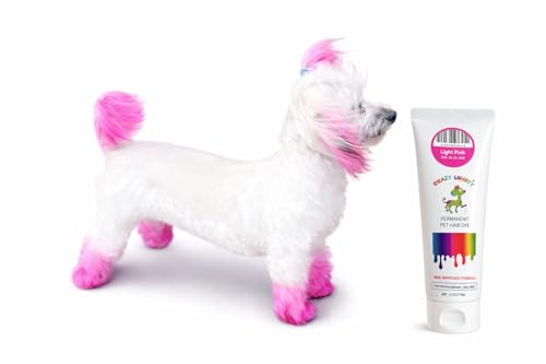 CRAZY LIBERTY Dog Hair dye (Light Pink) 4 Fl Oz, Pet Safe Permanent Hair Dye for Dogs and Horses, last more 16 washes.