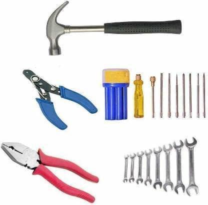 Exotic Arcade Hand Tool Kit Steel Hammer, Plier, Wire Cutter, Double Sided Wrench | Screw Driver Kit Power | Hand Tool Kit Double Sided Combination Wrench