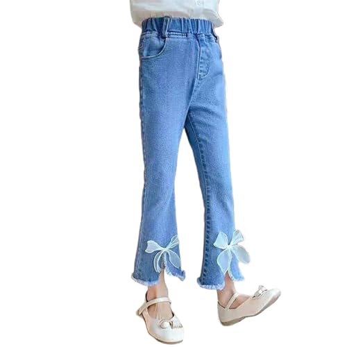 Moonker Bell Bottom Jeans Girls Cute Skinny Bow Raw Hem Leggings Stretch Slim Thin Streetwear Hight Waist Flared3