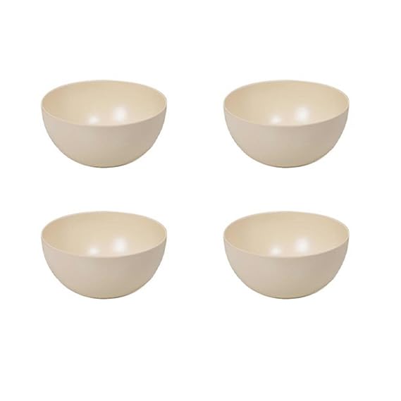 Image of Truly Eco Dinner Set - Bamboo Bowl Set - Non Toxic Reusable Dishwasher Safe Dinnerware Set, Eco-Friendly Biodegradable Crockery Set for Dining - Plain 330ml Bowl /Katori (Set of 4)
