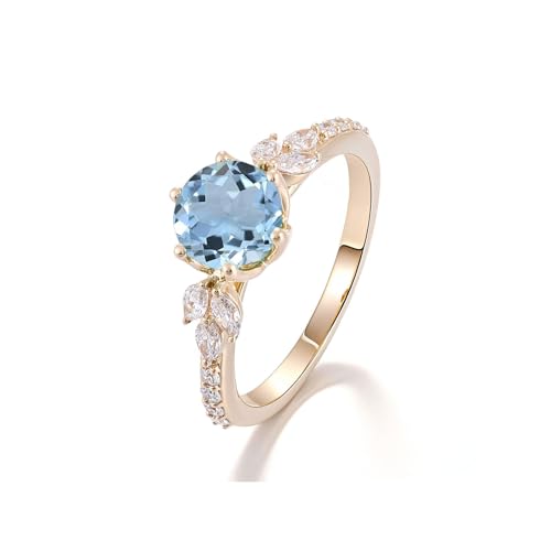 10K 14K 18K Gold 2 Carat Leaf Design Gemstone Engagement Rings for Women Art Deco Birthstone Promise Anniversary Ring Size 3-15