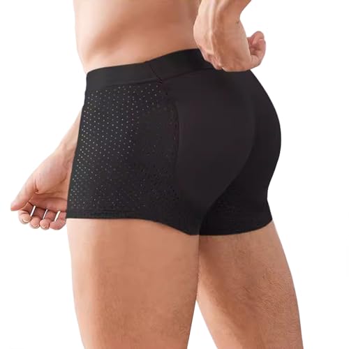 Mens Padded Underwear Butt Enhancer Mesh Boxer Briefs Body Shapewear Male Underpants Fixed Pad Instantly Lift Up Hips