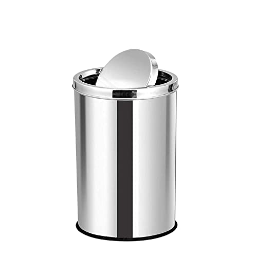 Image of ROYAL SAPPHIRE Stainless Steel Trash can,Bathroom Trash can with lid，Small Trash Can with Flipping Lid, 2.4gallon,Garbage cans for Kitchen，Living Room.