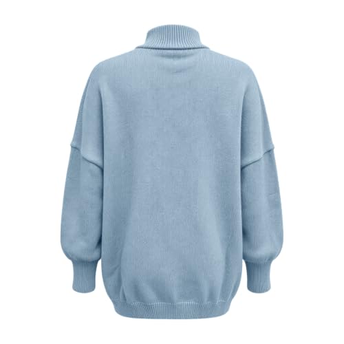 Mock Neck Sweater Women Asymmetric Hem Side Button Loose Fit Knit Pullover - image 5