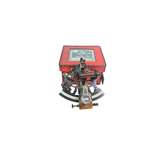 Lumberkart Handgefertigter Vintage J Scott Messing nautischer Sextant mit Kevin & Hughes Lederbox – perfekt für Navigation und nautische Dekoration