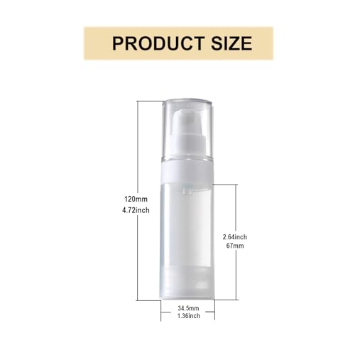 4pack mini Travel Size Pump Bottle Dispenser,Transparent Empty Lotion Bottles with,with Labe lslotion Travel Container 1.0/oz 30ml Small airless Pump jar,TSA Approved Size2