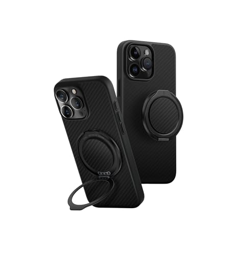 UNIQ KEVA AIR Coque pour iPhone 16 Pro Max (noir carbone) + anneau de support Gripfit | Ensemble Premium Bundle