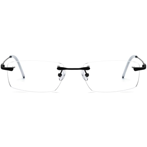Image of Titanium Glasses Frame,Rimless Optical Eyewear Eyeglasses for Men and Women