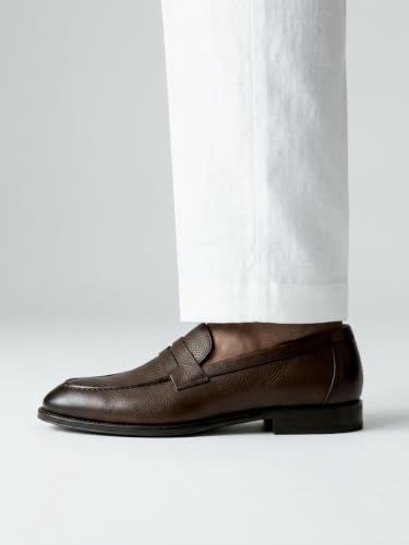 Image of Leather Flap Penny Loafers with TPR Sole for Men