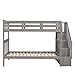 Ball & Cast Twin-Over-Twin Bunk Bed with Storage Ladder and Full-Length Guard Rail,Wood Bunkbed w/Slat Support,Space Saving,Bedframe Furniture for Student Dorms,Studio,Gray