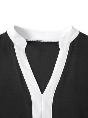 Avanova Women Color Block V Neck Short Sleeve Blouses Shirts Work Elegant Dressy Tops3