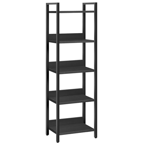 MAHANCRIS 5-Tier Bookshelf Bookcase Shelves Organizer for Small Spaces Storage Shelf Organizer for Living Room Bedroom Study Balcony Black BKHB5501