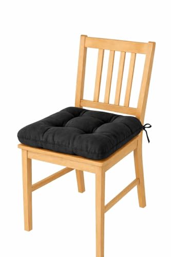 Image of A Decor Soft Cotton Chair Cushion Pad 40x40x4 cm| Comfortable Pad for Dining, Office & Study Chairs Pack of 1| (Black)