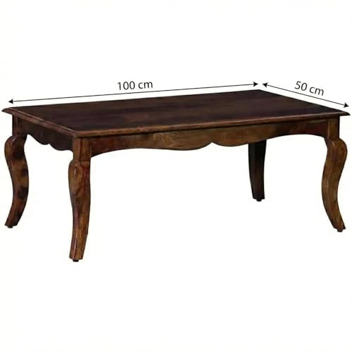 Image of AASALIYA Solid Sheesham Wood Coffee Table for Living Room | Wooden Centre Table with Classic Curved Legs | Handmade Tea Table for Home, Office & Lounge | Honey Finish