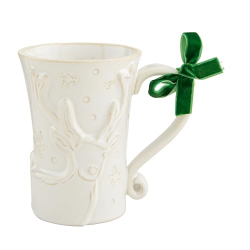 Taza Blanca con Reno Mud Pie 12 oz miniatura 1