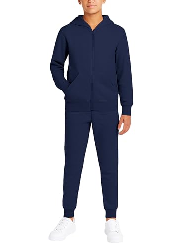 Quad Seven Boys Sweatsuit Set - 2 Piece Solid Fleece Boys Zip up Hoodie and Athletic Jogger Sweatpants (Sizes: 5-18)