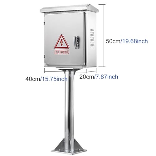Scatola di giunzione elettrica, scatola di giunzione resistente alle intemperie, armadio da pavimento con piastra di montaggio, acciaio inossidabile resistente, metro B-altezza 100 cm, 30 × 20 × 40 cm