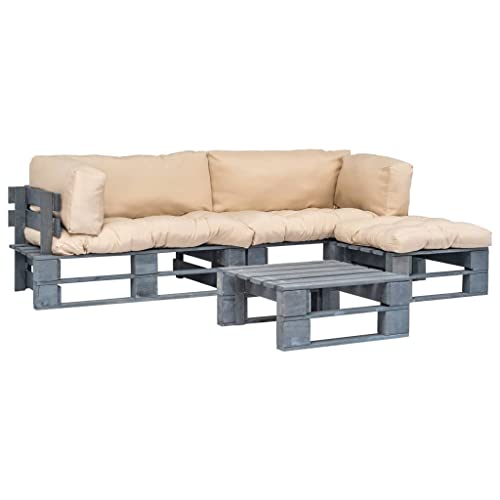 SKM 4-TLG. Paletten Lounge Set Sandfarben