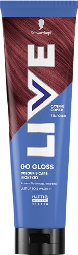 Schwarzkopf LIVE Go Gloss Cayenne Copper Colour & Care Hair Glossing for Instant Glossy Hair with HaptiQ Anti-Damage System Lasts Up to 8 Washes